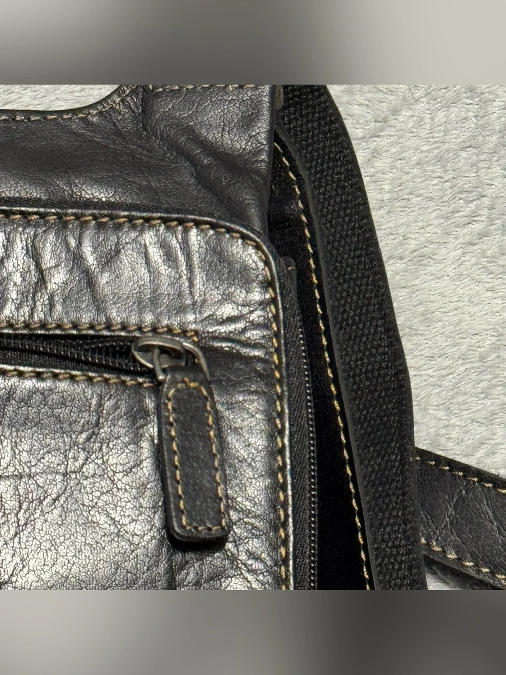 Jack Georges Black Slim Genuine Leather Organizer Crossbody Shoulder Bag NEW